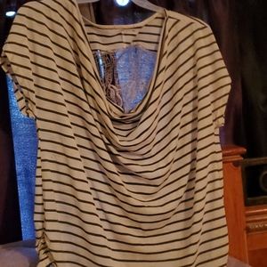 Black and white striped top with sheer cut out